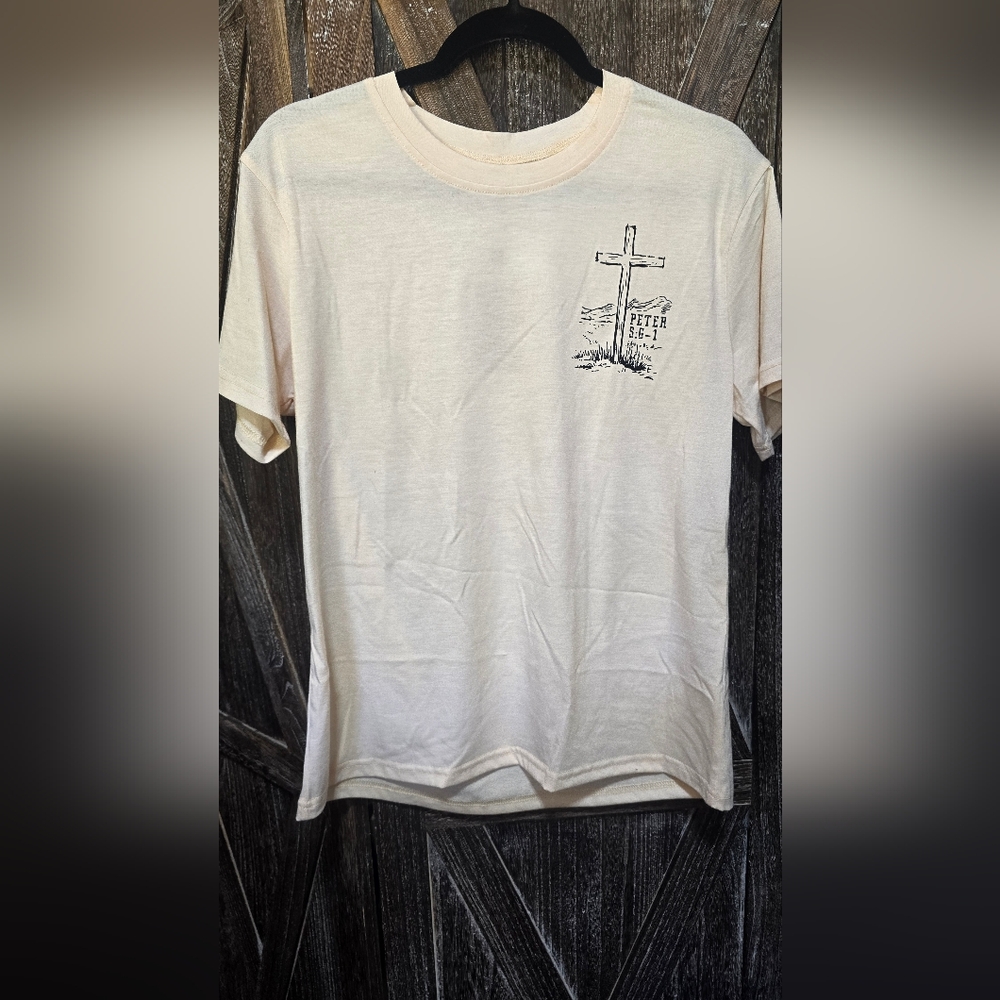 Cream and Black Short Sleeve T-Shirt Minimalist Design